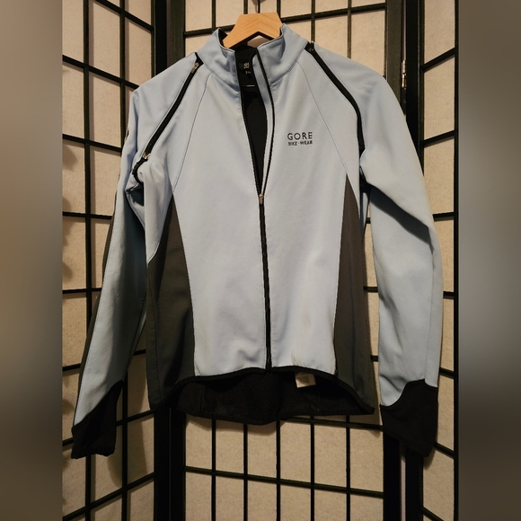 Windstopper Soft Shell Gore Bike Wear Removable Sleeves Blue Gray Size 40 - Picture 1 of 6